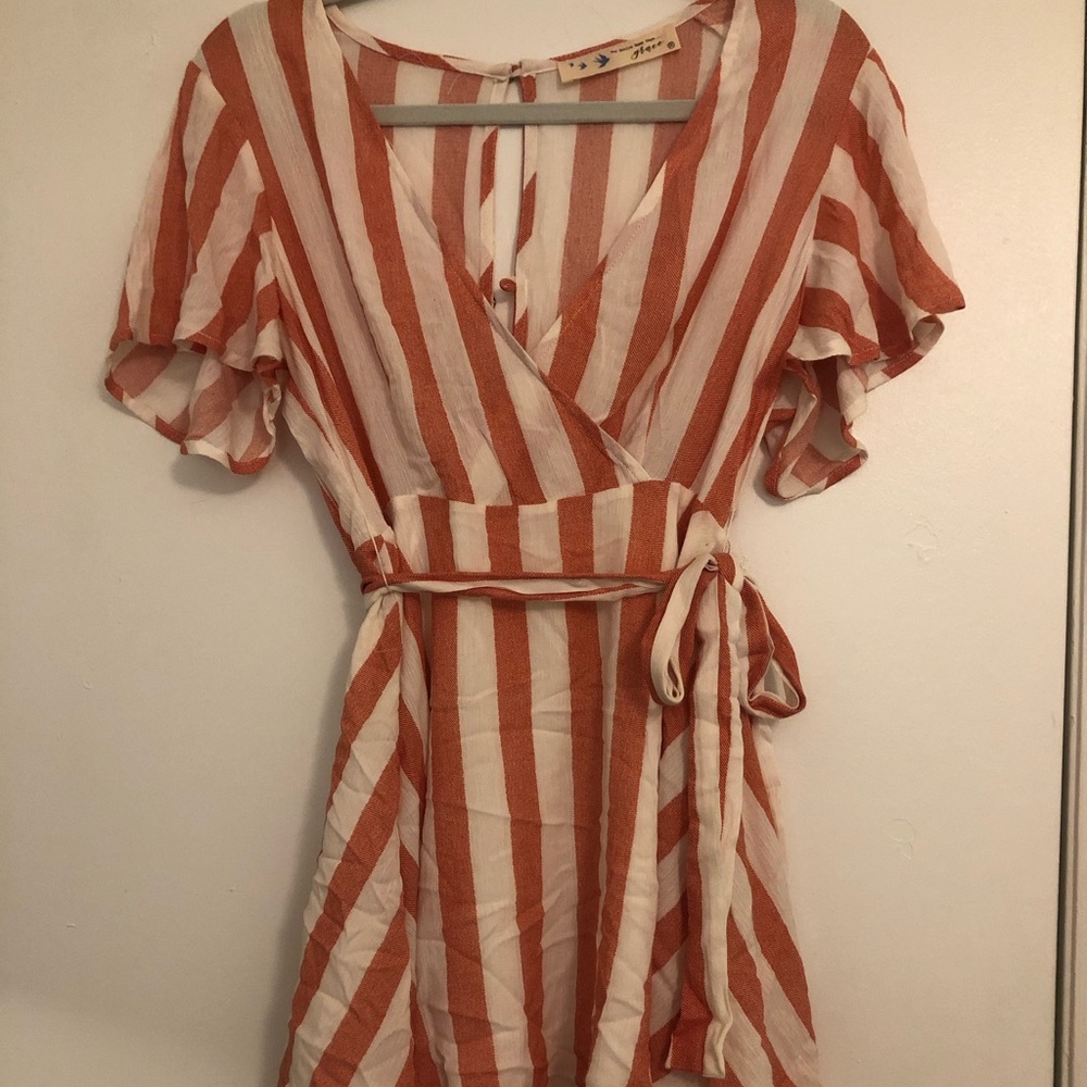 Striped Flowy Wrap Dress